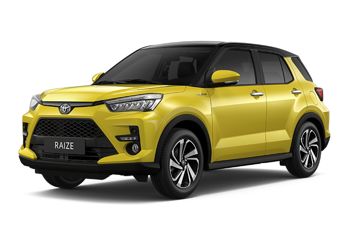 Auto color amarillo con techo negro